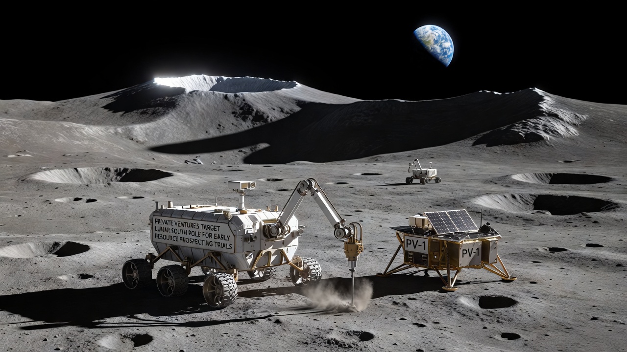 Rover conducting resource sampling tests near lunar south pole